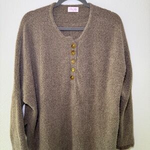 Warm and Cozy casual Brown Sweater by Pink Lily